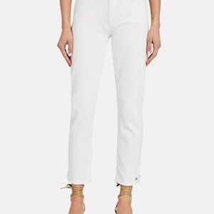 Agolde Toni Mid-Rise Jeans in Glowed White